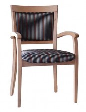 Marta Arm Chair Stackable C546. Clear Natural Finish. Any Fabric Colour